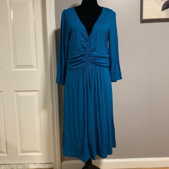 Anthropologie Rushed VNECK Dress 👗 - Picture 4 of 7